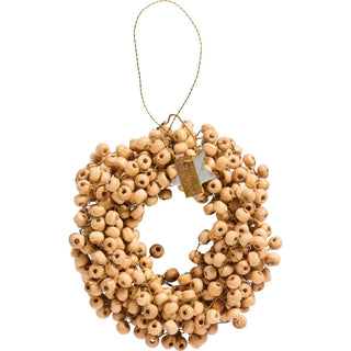 NORDIC.CHRISTMAS - Wreath with natural wooden beads ornament