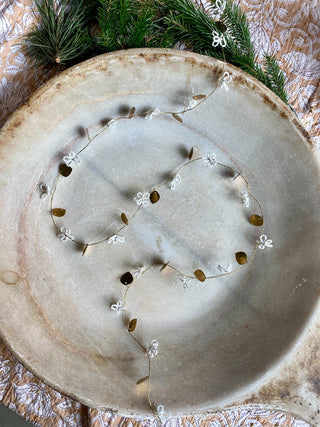 White beads flower garland