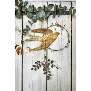 NORDIC.CHRISTMAS - Large brass swallow ornament