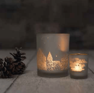 NORDIC.CHRISTMAS - Large gold Christmas magic frosted glass votive holder