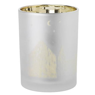 NORDIC.CHRISTMAS - Large gold Christmas magic frosted glass votive holder