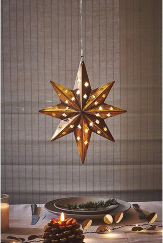 NORDIC.CHRISTMAS - Large LED hanging or tree top gold star