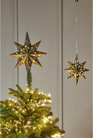NORDIC.CHRISTMAS - Large LED hanging or tree top gold star