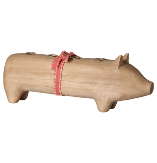 Maileg Large Advent Natural Wooden Pig Candle Holder