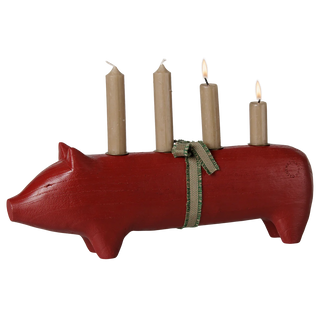 Maileg Large Advent Red Wooden Pig Candle Holder