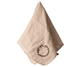 NORDIC.CHRISTMAS - Maileg Embroidered linen napkin - Wreath