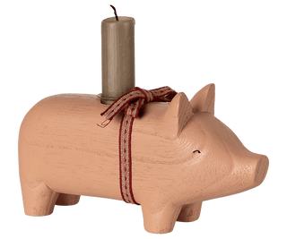 NORDIC.CHRISTMAS - Maileg Medium rose wooden pig candle holder
