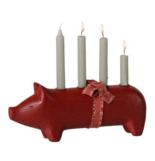 Maileg Medium Advent Red Wooden Pig Candle Holder