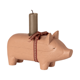 NORDIC.CHRISTMAS - Maileg Medium rose wooden pig candle holder