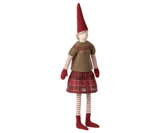 NORDIC.CHRISTMAS - Maileg Pixy girl with red checkered skirt - size 4