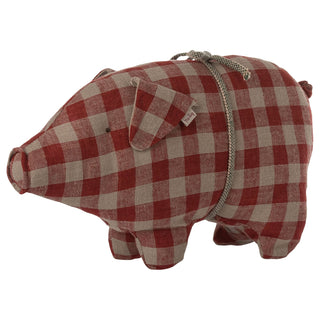 NORDIC.CHRISTMAS - Maileg red checker linen piglet