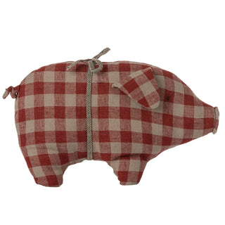 NORDIC.CHRISTMAS - Maileg red checker linen piglet