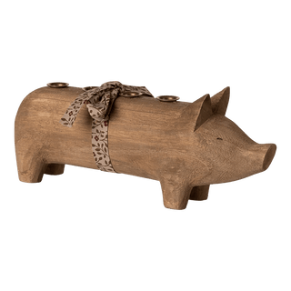 NORDIC.CHRISTMAS - Maileg wooden pig candle holder - natural