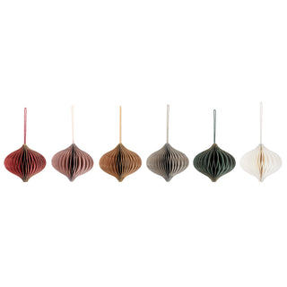 NORDIC.CHRISTMAS - Milay diamond honeycomb mix color paper ornaments, set of 6