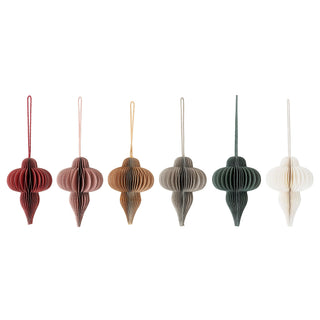 NORDIC.CHRISTMAS - Milay honeycomb mix color paper ornaments, set of 6