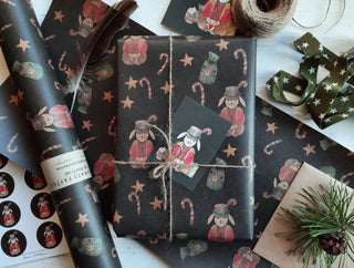NORDIC.CHRISTMAS - Set Of 3 Pieces Christmas Bunny Kraft Wrapping Paper