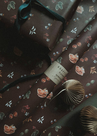 NORDIC.CHRISTMAS - Set Of 3 Pieces Christmas floral&brown on white gift wrapping paper