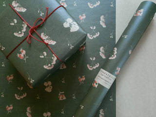 NORDIC.CHRISTMAS - Set of 3 pieces Floral deep green wrapping paper