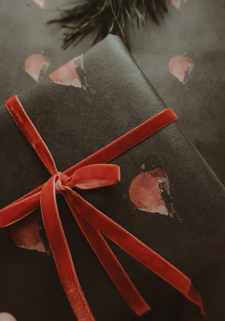 NORDIC.CHRISTMAS - Set of 3 pieces Red robin kraft wrapping paper