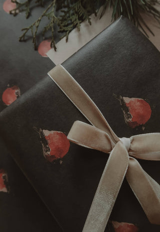 NORDIC.CHRISTMAS - Set of 3 pieces Red robin kraft wrapping paper