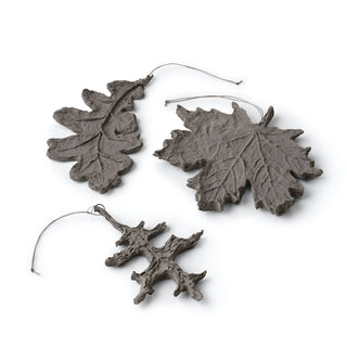 NORDIC.CHRISTMAS - Set of 3 papier mache leaves, smoke