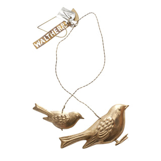 NORDIC.CHRISTMAS - Pair of sparrow birds - brass - ornaments