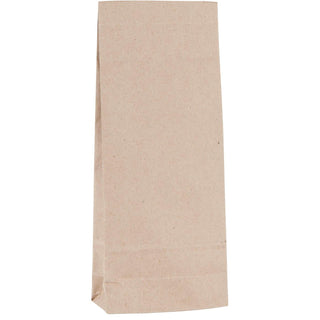 Recycled kraft paper block-bottom gift bag on a white background