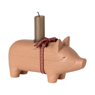 Maileg Medium rose wooden pig candle holder