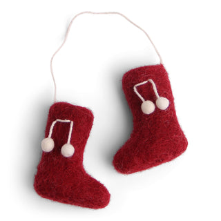NORDIC.CHRISTMAS - Red boots felt ornament