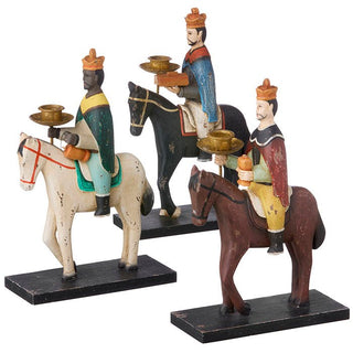 NORDIC.CHRISTMAS - Set of 3 Multicolored Wise Men Candle Holders