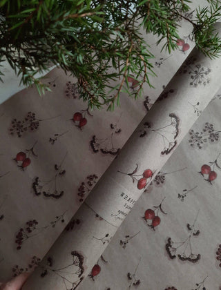NORDIC.CHRISTMAS - Set Of 3 Pieces Floral Kraft Wrapping Paper