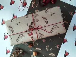 NORDIC.CHRISTMAS - Set Of 3 Pieces Floral Kraft Wrapping Paper