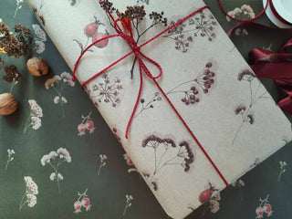 NORDIC.CHRISTMAS - Set Of 3 Pieces Floral Kraft Wrapping Paper