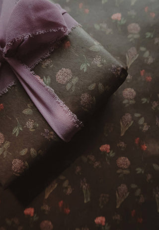 NORDIC.CHRISTMAS - Set of 3 pieces garden flowers kraft wrapping paper