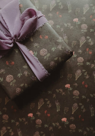 NORDIC.CHRISTMAS - Set of 3 pieces garden flowers kraft wrapping paper