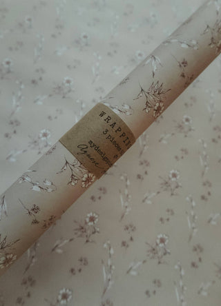 NORDIC.CHRISTMAS - Set of 3 pieces white flowers pastel rose wrapping paper