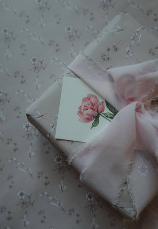 NORDIC.CHRISTMAS - Set of 3 pieces white flowers pastel rose wrapping paper