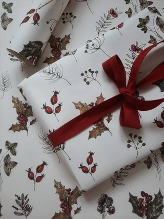 NORDIC.CHRISTMAS - Set of 3 pieces winter florals wrapping paper