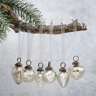 NORDIC.CHRISTMAS - Small silver crackle glass baubles - set of 6