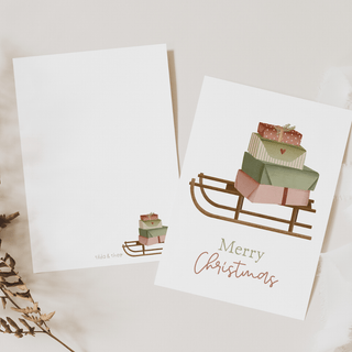 NORDIC.CHRISTMAS - Christmas card - sleigh with gifts