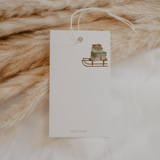 NORDIC.CHRISTMAS - Tilda&Theo - Christmas sledge gift tags “Merry Christmas”, set of 6