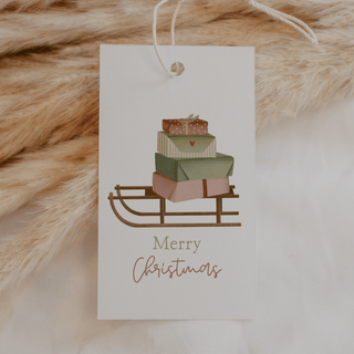 NORDIC.CHRISTMAS - Tilda&Theo - Christmas sledge gift tags “Merry Christmas”, set of 6