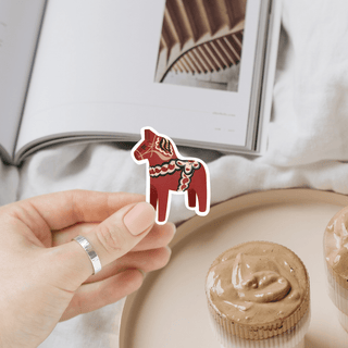 NORDIC.CHRISTMAS - Dala Horse vinyl sticker - Sweden Kiss Cut sticker