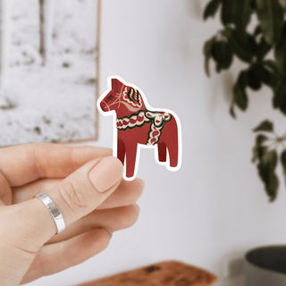 NORDIC.CHRISTMAS - Dala Horse vinyl sticker - Sweden Kiss Cut sticker