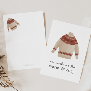 NORDIC.CHRISTMAS - Norwegian sweater postcard - warm & cozy