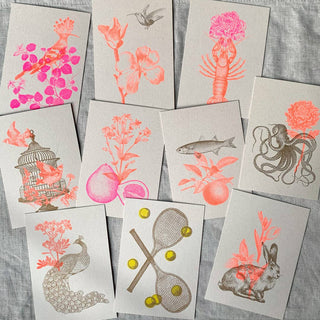 NORDIC.CHRISTMAS - Postcard/Flower with Hummingbird/Plant Dye/Eco Paper