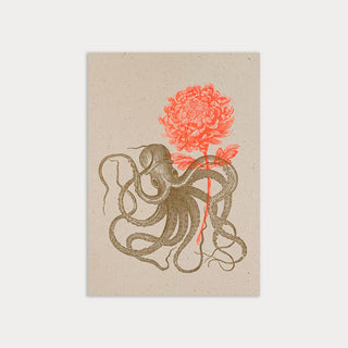 NORDIC.CHRISTMAS - Postcard/octopus with flower/A6/vegan/eco - paper