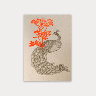 NORDIC.CHRISTMAS - Postcard/Peacock with Flower/Plant Dye/Eco Paper