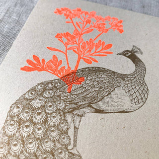 NORDIC.CHRISTMAS - Postcard/Peacock with Flower/Plant Dye/Eco Paper