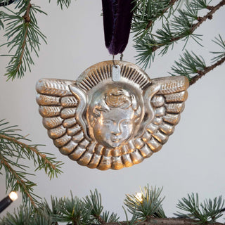 NORDIC.CHRISTMAS - Vintage metal silvered angel's head and wings